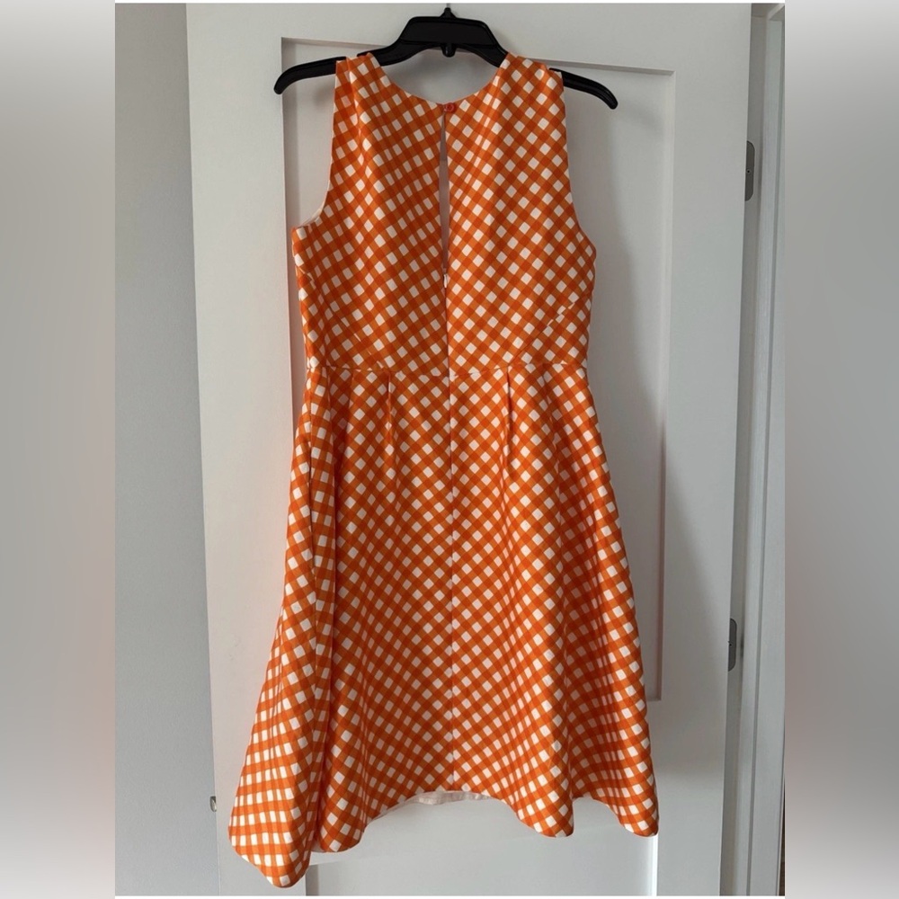Kate Spade New York Sleeveless Gingham Dress White Orange Size 10 - Picture 3 of 8